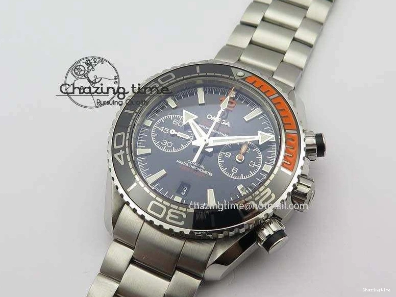 0413 Sustainable Planet Ocean Master Chronometer Chrono SS OM 1:1 Best Edition Black Dial On SS Bracelet A 8179